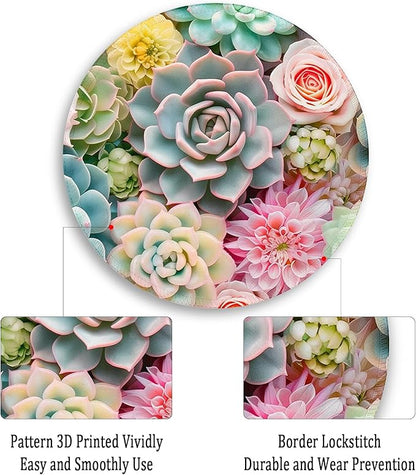 Gctriki Succulents Mouse Pad, Cute Small Mouse Pads for Desk, Botanical Round Travel Mousepad for Wireless Mouse Gaming Work, Comfortable Computer Mouse Mat for Laptop, Home Office Desk Accessories