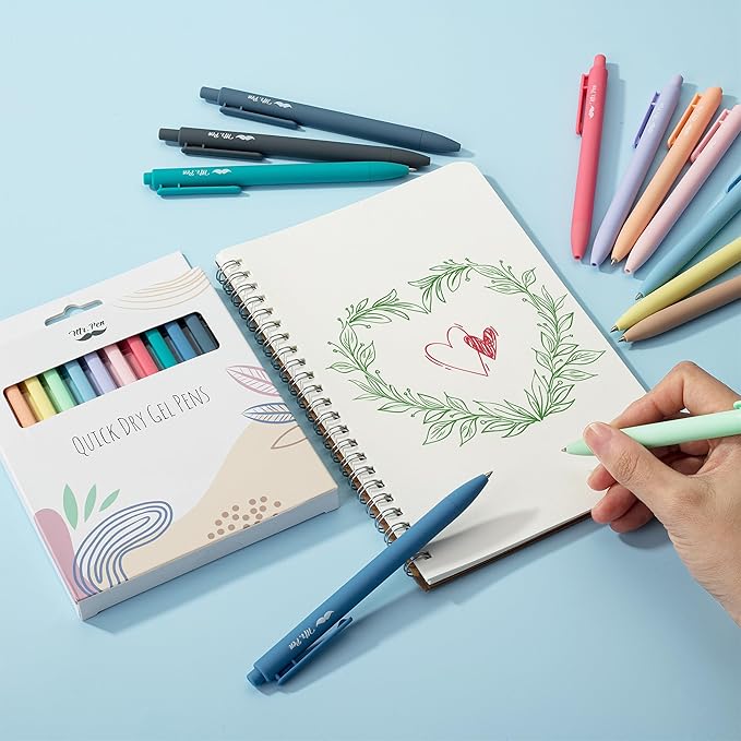 Mr. Pen- Retractable Gel Pens, 12 Pack, Fast Dry, Gel Pens Fine Point 0.7mm, Retractable Pens, Cute Pens, Gel Ink Pens, Aesthetic Pens for Journaling, Fine Tip Pens