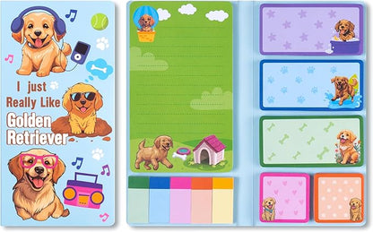B1ykin Sticky Notes Set - Cartoon Theme Cute Self-Stick Notes Pad Teacher Appreciation Gifts， Self-Adhesive Writing Memo Pages Sticky to Do Notepad for Kids Employee School Office (Golden Retriever)