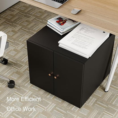 Printer Stands with Storage, Desk Organizers for Home Workspace, Under Desk Black Small Rolling Printer Table Work Cart with Wheels Organizer Spaces for Office