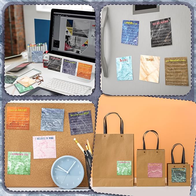 Yinder 24 Pcs Inspirational Sticky Notes with Lines Cute Motivational Sticky Notes Pad Employee Appreciation Gifts Bulk for Teacher Nurse Coworkers Office Supplies 3 x 3''(Marble Color,Appreciation)