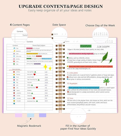 Spiral Notebook Journal College Ruled, 360 Pages Lined Thick Journals for Women Men, B5 Big Notebooks with 100GSM Paper, Spiral Bound Journaling for Writing Work School Purple 7.6"×10"