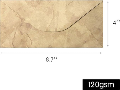 Vintage Envelopes - Classic Aged Envelopes in 6 Unique Designs - Old Looking, Antique Style - 4 x 8.7 inches (48 Pack)