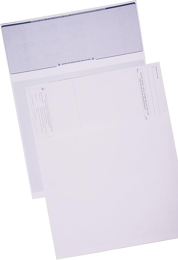 CheckOMatic Computer Business and Personal Check Paper - 100 Pack High Security Check Paper Top Blank Stock Checks Laser Printer Compatible with QuickBooks - Blue Diamond