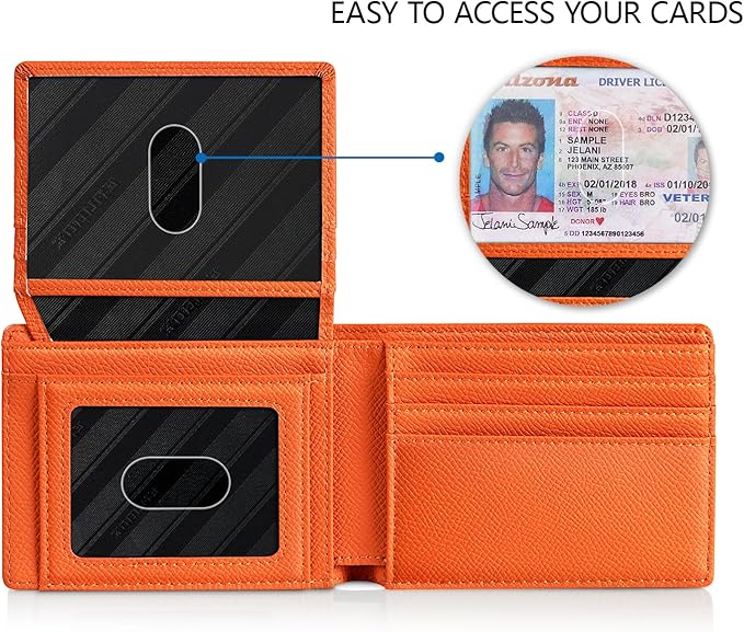 RUNBOX Wallet for Men Slim Rfid Leather 2 ID Window With Gift Box