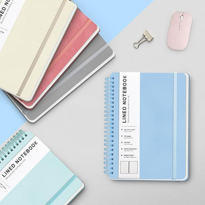 ABERLLS Blue Lined Spiral Journal Notebook with 160 Pages, 8×5.7in, A5 Spiral Notebook, Journaling Notebooks for Work, School, Women, Men, College Ruled Spiral Notebook, Hardcover Leather Journals