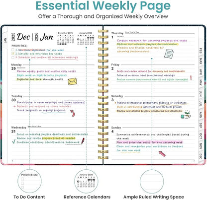 2026 Planner, Weekly and Monthly Planner for Women, January 2026 to December 2026, Pretty Hardcover 2026 Calendar Planner Book with Tabs, Inner Pocket, Spiral Bound, Perfect Office Home School Supplies - 6.3" x 8.5", Painted Horizon