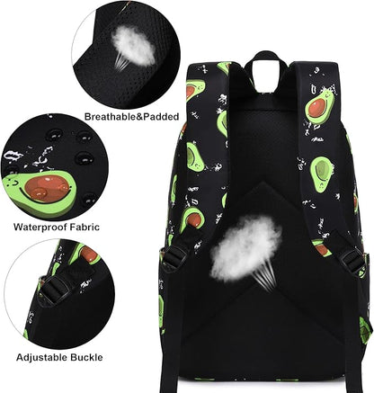 Avocado School Backpack for Teens Girls, Womens College Bookbags Kids School Bags Laptop Backpacks