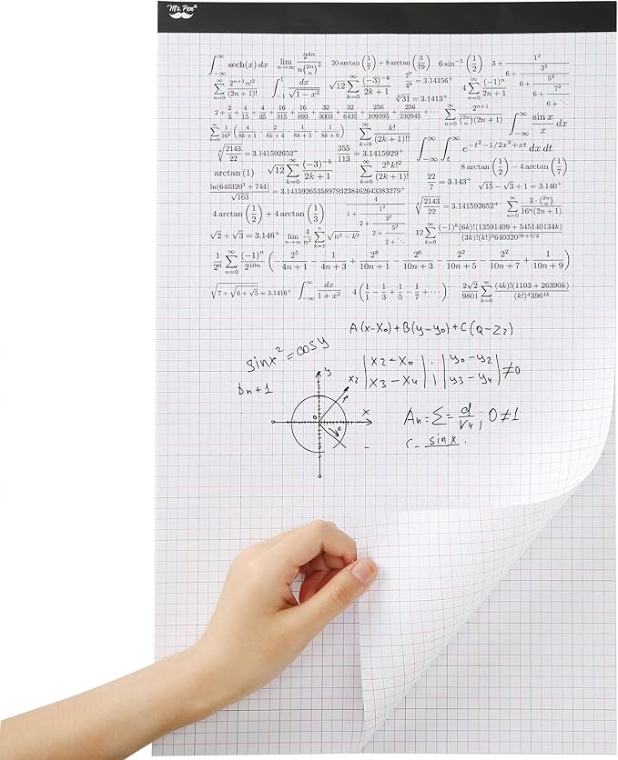Mr. Pen- Graph Paper, 22 Sheets, 17"x11", 4x4 (4 Squares Per Inch), Colored Lined, graphing paper, grid paper, graph paper pad, 1/4 graph paper 1/4 inch grid, drafting paper, large graph paper