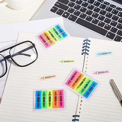 Teling 2000 Pcs/ 20 Packs Sign Here Sign Date Tabs Stickers Colored with Dispenser Arrow Flag Tabs with Dispenser Easy to Post for Notary Books Paper(Elegant Style)