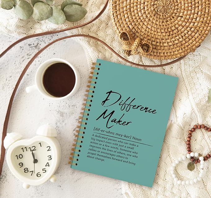 OXW Difference Maker Appreciation Gift, Meeting Notebook for Work, Thank You Gifts for Leader Mentor Manager Boss, Office Supplies Social Worker Notebook, Green Hardcover Spiral Notebook 5.5 x 8.3