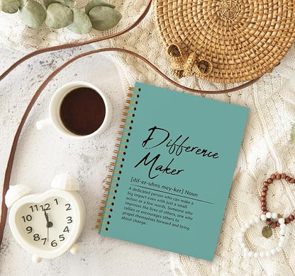 OXW Difference Maker Appreciation Gift, Meeting Notebook for Work, Thank You Gifts for Leader Mentor Manager Boss, Office Supplies Social Worker Notebook, Green Hardcover Spiral Notebook 5.5 x 8.3