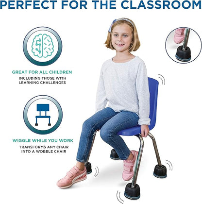 Bouncyband Wiggle Wobble Chair Feet – Transform a Standard School Chair into a Wobble Chair – Chair Feet for Classroom Help Improve Concentration and Calm Children Aged 3+