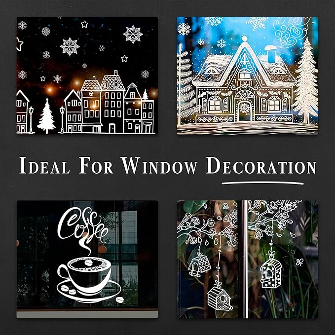 6 Extra Fine Tip White Chalk Markers | 1mm Tip | For Windows, Blackboard, Dry Erase Board, Chalkboards, Glass, Easy Erase | White Chalk Pens Fine Tip