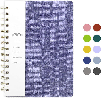 Spiral Notebook-6.10" x 8.19" College Ruled Journal with Inner Pockets and 160 Pages,PU Leather Cover Business Journal, Twin-Wire Binding Notebook Perfect for Office & Home School Supplies