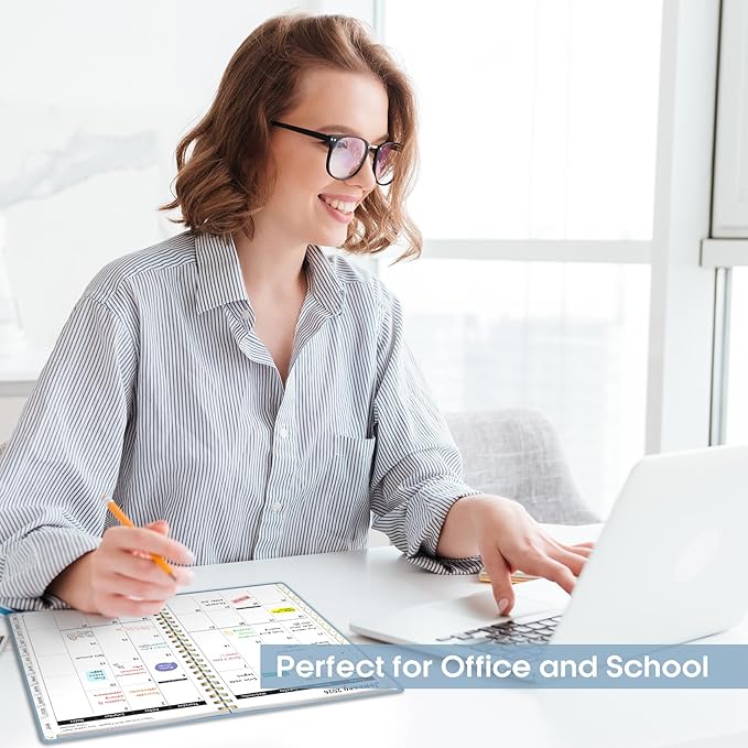 2026 Planner, Weekly and Monthly Calendar Planner, January 2026 - December 2026, Hardcover 2026 Calendar Planner Book with Tabs For Women & Men, Inner Pocket, Spiral Bound, Perfect for Office Home School Supplies - A5 (6.3" x 8.5"), Blue