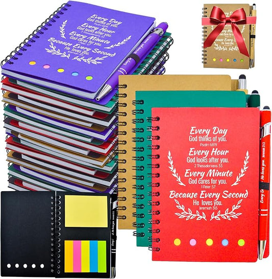 100 Pcs Bulk Christian Gifts Prayer Journal for Woman - 50 Set Religious Notepad with Christian Pen - Bible Notebook - Church Gifts for Mother's Day, Bible Study, and Family Devotions ( Colorful )