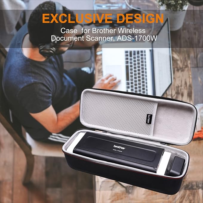 LTGEM Hard Case for Brother ADS-1700W / ADS-1200 / ADS-1250W Wireless Document Scanner - Travel Protective Carrying Storage Bag