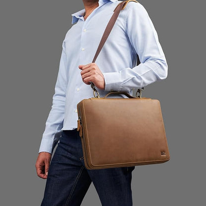 Awesometik Leather Organizer,Mac Bag Genuine Full Grain Leather,Crazy Horse Leather Portfolio Bag,Bag with Multiple Slots