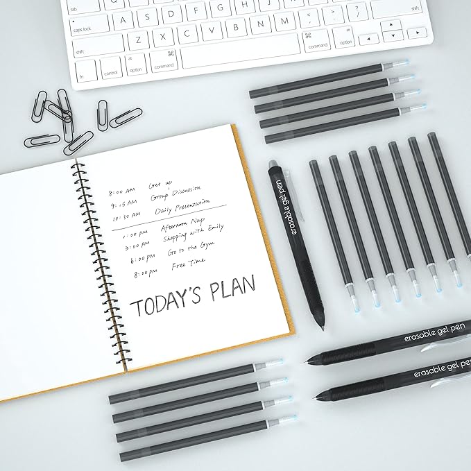 Vanstek 12 Black Erasable Gel Pen Refills, Gel Ink Refills Compatible with FriXion & Friction Erasable Pens, Fine Point 0.7 mm, Perfect for Writing Planner & Crossword Puzzles