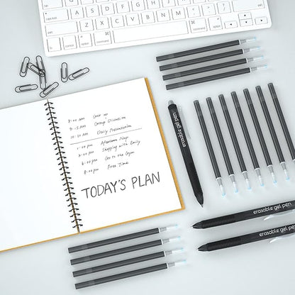 Vanstek 12 Black Erasable Gel Pen Refills, Gel Ink Refills Compatible with FriXion & Friction Erasable Pens, Fine Point 0.7 mm, Perfect for Writing Planner & Crossword Puzzles