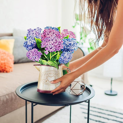 Pop Up Flower Cards, Pruple Nantucket Hydrangeas, 12inch Paper Flowers 3D Greeting Cards with Blank Note Card and Envelope for Birthday, Anniversary, Easter, Get Well Gifts Card for Women Kids