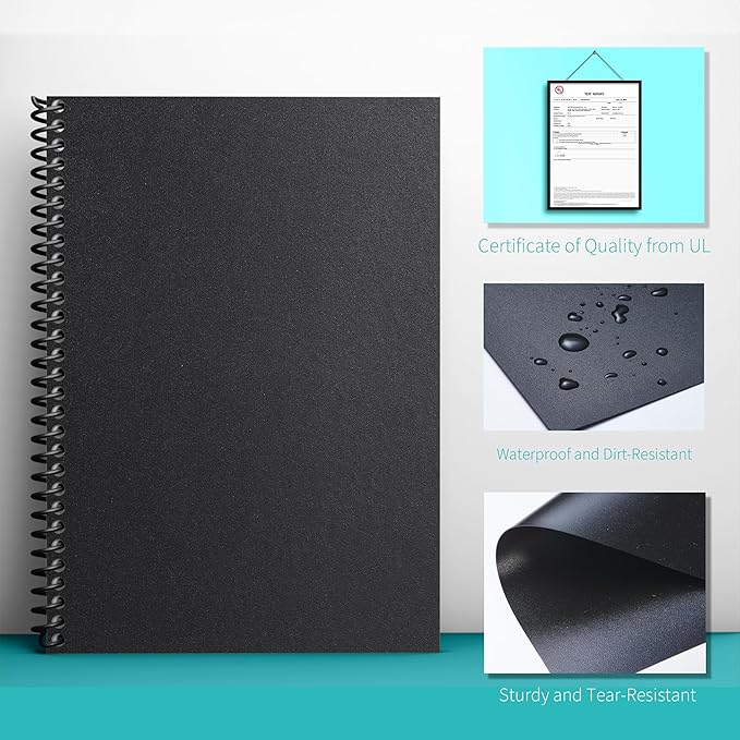 Binditek 10 Pack 20 Mil Sand-Textured Polycover - Super Heavyweight for Business Reports and Proposals - Lightly Textured Sand Finish - with Square Corners, Un-Punched, Black Color, Office Supplies