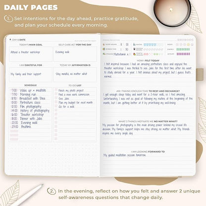 Clever Fox Self-Care Journal – Daily Reflection Notebook – Mental Health & Personal Development Planner, Meditation & Mood Log, A5 (Seashell)