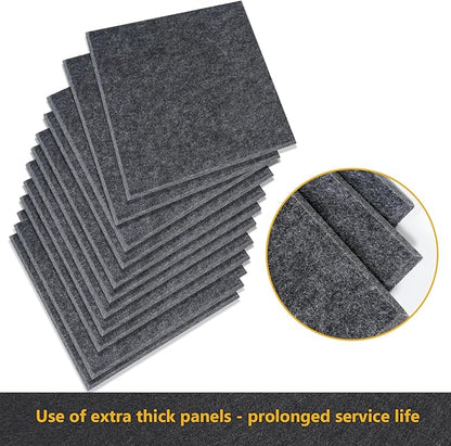Large Cork Board Alternative - 12 Pack Felt Wall Tiles Office Decor Cork Board for Office, Cork Boards for Walls, Gray Bulletin Board Pin Board with Safe Adhesive for Office/Home/School