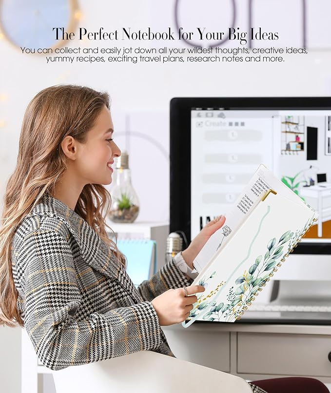 Aesthetic Spiral Notebook Journal for Women, 160 Pages Lined Notebooks 5.75” x 8.38”, A5 Hardcover Spiral Journals with 100 GSM Thick Paper, Cute College Ruled Notebook for Writing Work School