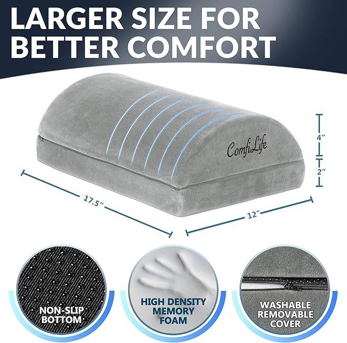 ComfiLife Foot Rest Under Desk for Office Use – Adjustable Height Memory Foam Foot Stool Under Desk for Office Chair & Gaming Chair – Ergonomic Under Desk Foot Rest for Back & Hip Pain Relief (Gray)