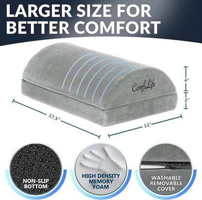 ComfiLife Foot Rest Under Desk for Office Use – Adjustable Height Memory Foam Foot Stool Under Desk for Office Chair & Gaming Chair – Ergonomic Under Desk Foot Rest for Back & Hip Pain Relief (Gray)
