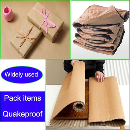 (14 x 144in）Brown Single Face Corrugated B Flute Cardboard Roll Shipping Corrugated Roll Paper Corrugated Wrap for Packing, Storage, Shipping, DIY(2rolls Each roll14x 72in)