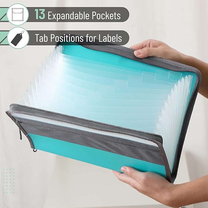 Mr. Pen- Accordion File Organizer, 13 Pockets, Green, Document Organizer, Expanding File Folder Organizer, Accordion Folders for Documents, Accordian Folder, Accordian File Organizer
