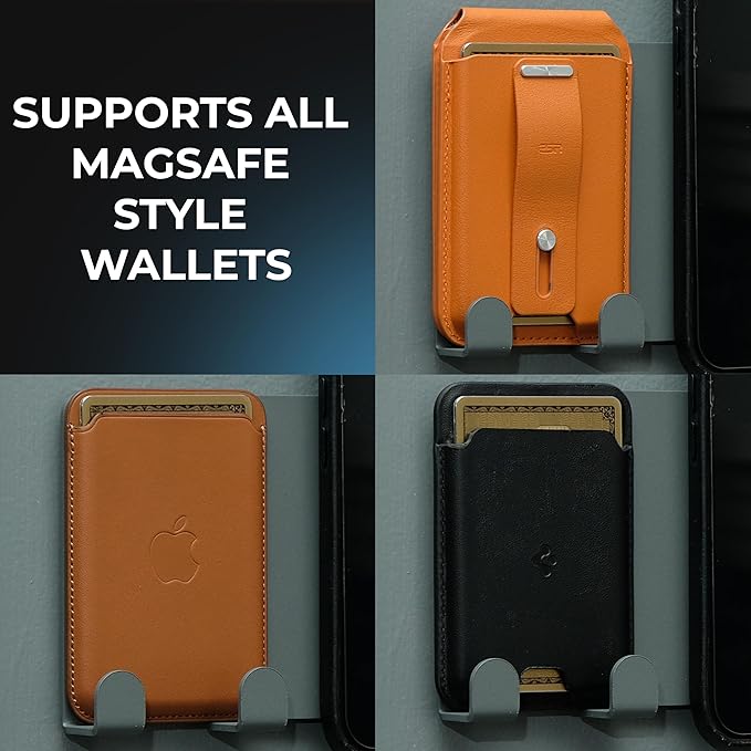 Apple iPhone and Wallet Wall Mount - iPhone, Wallet, and Key Magnetic Steel Charging Mounting Bracket Phone Wall Holder for iPhone and Mag Safe Accessories