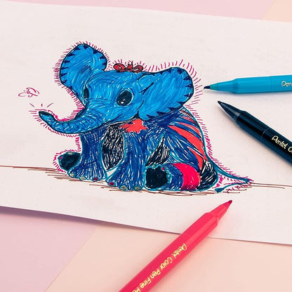 Pentel Color Pen, Fine Point Color Markers, Fiber Tip, Assorted Colors, Set of 18 (S360-18) (Pack of 1, 18 Count Total)