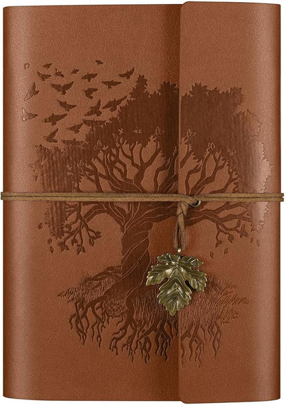 OMEYA PU Leather Journals Notebooks with Blank Pages, Vintage Refillable Journal for Writing, Travel Diary Art Sketchbook to Write in, Gifts for Women, Men, Teen Girls and Boys, 160 Pages (Brown, A6)