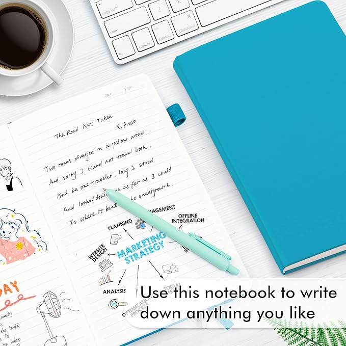 feela 3 Pack Notebooks Journals Bulk, Hardcover Notebook Classic Ruled Lined Journal Set with Pen Holder for Work Business Journaling Note Taking, with 3 Black Pens, 120 GSM, 5.1”x8.3”, A5, Teal