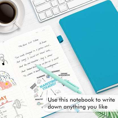 feela 3 Pack Notebooks Journals Bulk, Hardcover Notebook Classic Ruled Lined Journal Set with Pen Holder for Work Business Journaling Note Taking, with 3 Black Pens, 120 GSM, 5.1”x8.3”, A5, Teal