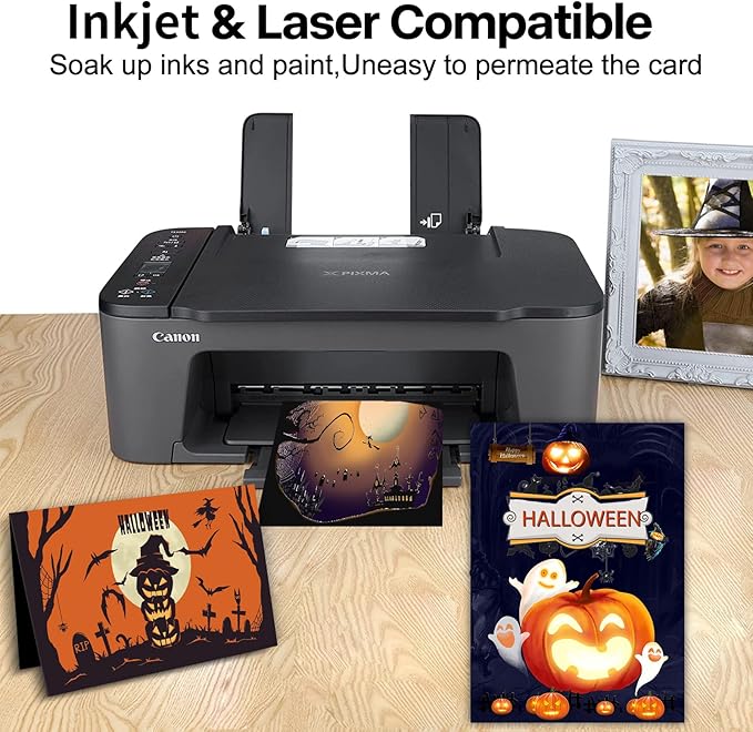 24 Sheets Black Cardstock 8.5 x 11 Black Paper, Goefun 80lb Card Stock Printer Paper for Halloween, Invitations, Scrapbooking, Crafts, DIY Cards