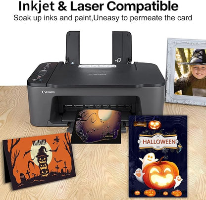 100 Sheets Black Cardstock 8.5 x 11, Goefun 65lb Card Stock Printer Paper for Halloween, Scrapbooking, Crafts, Invitations, DIY Cards