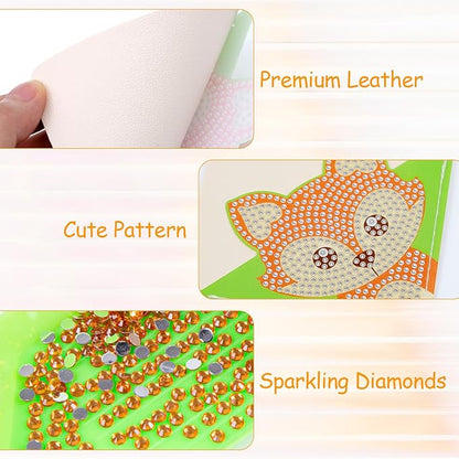 Anseal 8 Pcs Animals Diamond Art Painting Bookmark, Rhinestone Crystal Corner Bookmarks for Book Lovers, Triangle Embroidery Painting Arts Crafts Book Mark for Kids