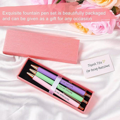 Appreciation Ballpoint Pen Set, Black Ink 1.0mm Fancy Inspirational Pens Gifts Motivational Thank You Gifts for Women Employee Coworker Teacher School Office Office