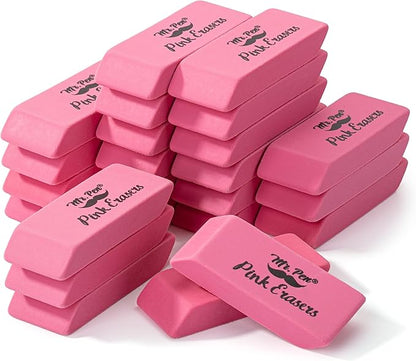 Mr. Pen- Pink Pencil Eraser, 24 Pack, Mr Pen Erasers for Pencils, Large Eraser, Block Erasers for School