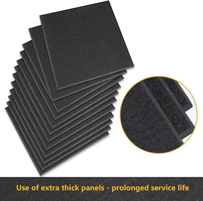 Large Cork Board Alternative - 12 Pack Felt Wall Tiles Office Decor Bulletin Board Cork Boards for Walls, Black Cork Board for Office Pin Board with Safe Adhesive for Office/Home/School