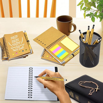 40 Pcs Bulk Christian Gifts Prayer Journal for Woman - 20 Set Religious Notepad with Christian Pen - Bible Notebook - Church Gifts for Mother's Day, Bible Study, and Family Devotions ( Brown )