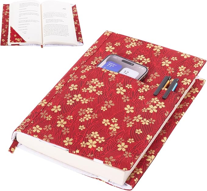 Book Covers with Corner Bookmark - Fabric Dust Jackets for Books - Book Protector for Book Lovers - Book Covers for for Paperbacks,Hardcover,Bibles - Soft Cover Book Sleeve for AA Books