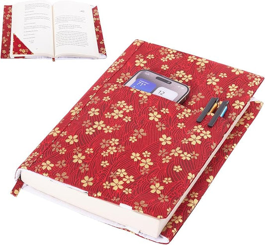 Book Covers with Corner Bookmark - Fabric Dust Jackets for Books - Book Protector for Book Lovers - Book Covers for for Paperbacks,Hardcover,Bibles - Soft Cover Book Sleeve for AA Books