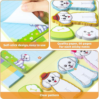 I Just Really Like Bichon Frise Sticky Notes Set, 550 Sheets, Cute Bichon Frise Self-Stick Note Pads Animal Divider Tabs Bundle Writing Memo Pads Page Marker Back to School Office Supplies Gift