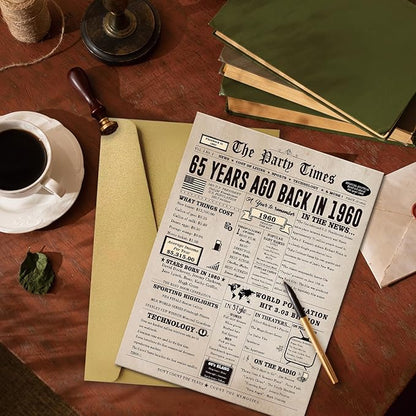 Ziwenhu Vintage 65th Birthday Card Gifts for Women Men, Funny 65 Years Old Birthday Gifts for Husband Wife, Jumbo 65th Birthday Decorations for Her Him Mom Dad